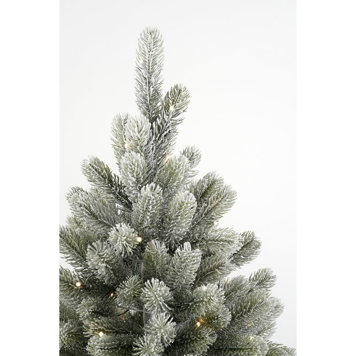 Nigata Künstlicher Weihnachtsbaum im Topf mit LED-Beleuchtung – H90 x Ø55 cm – Grün gefrostet - HOLE-X-WORLD