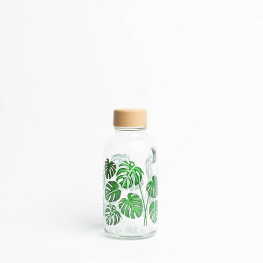 CARRY Bottle GREEN LIVING 0,4 l Glasflasche - nachhaltig und naturverbunden - HOLE-X-WORLD