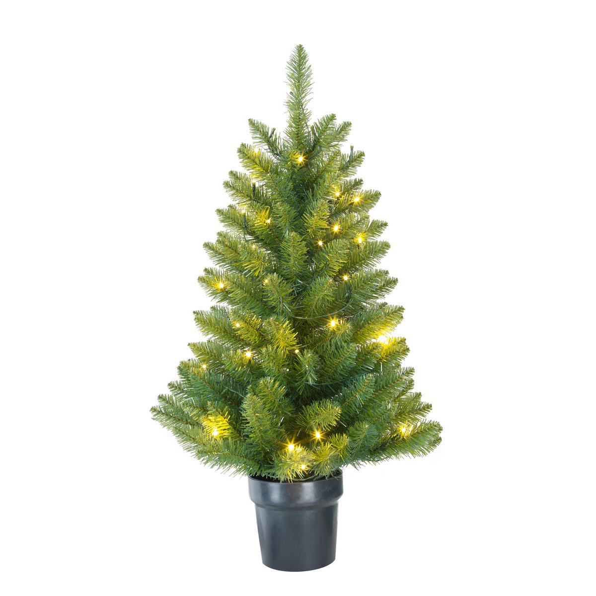 Riverton Künstlicher Weihnachtsbaum im Topf mit LED-Beleuchtung – H90 x Ø58 cm – Grün