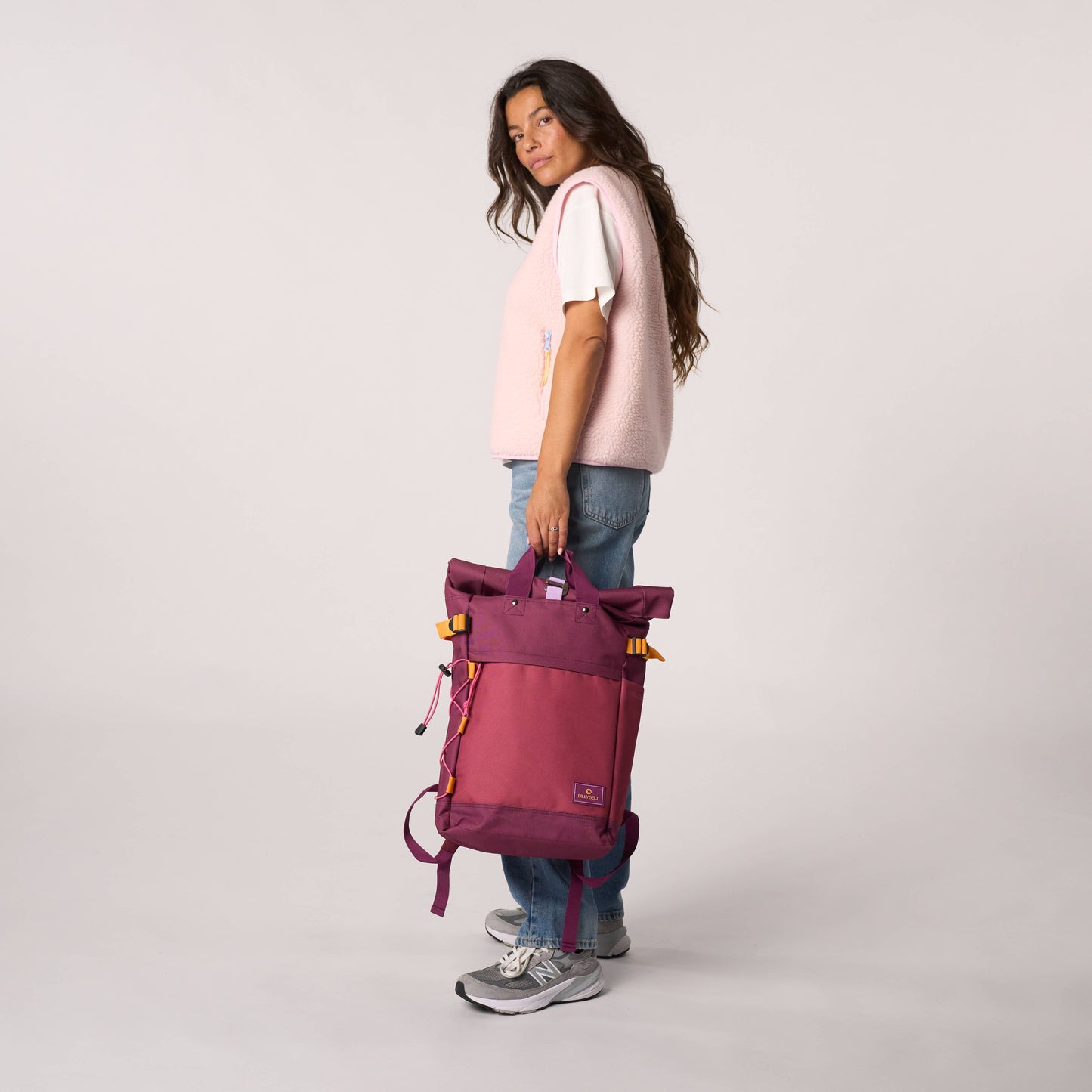 Roll-Top Rucksack aus 100% recyceltem Polyester - Bordeauxviolett
