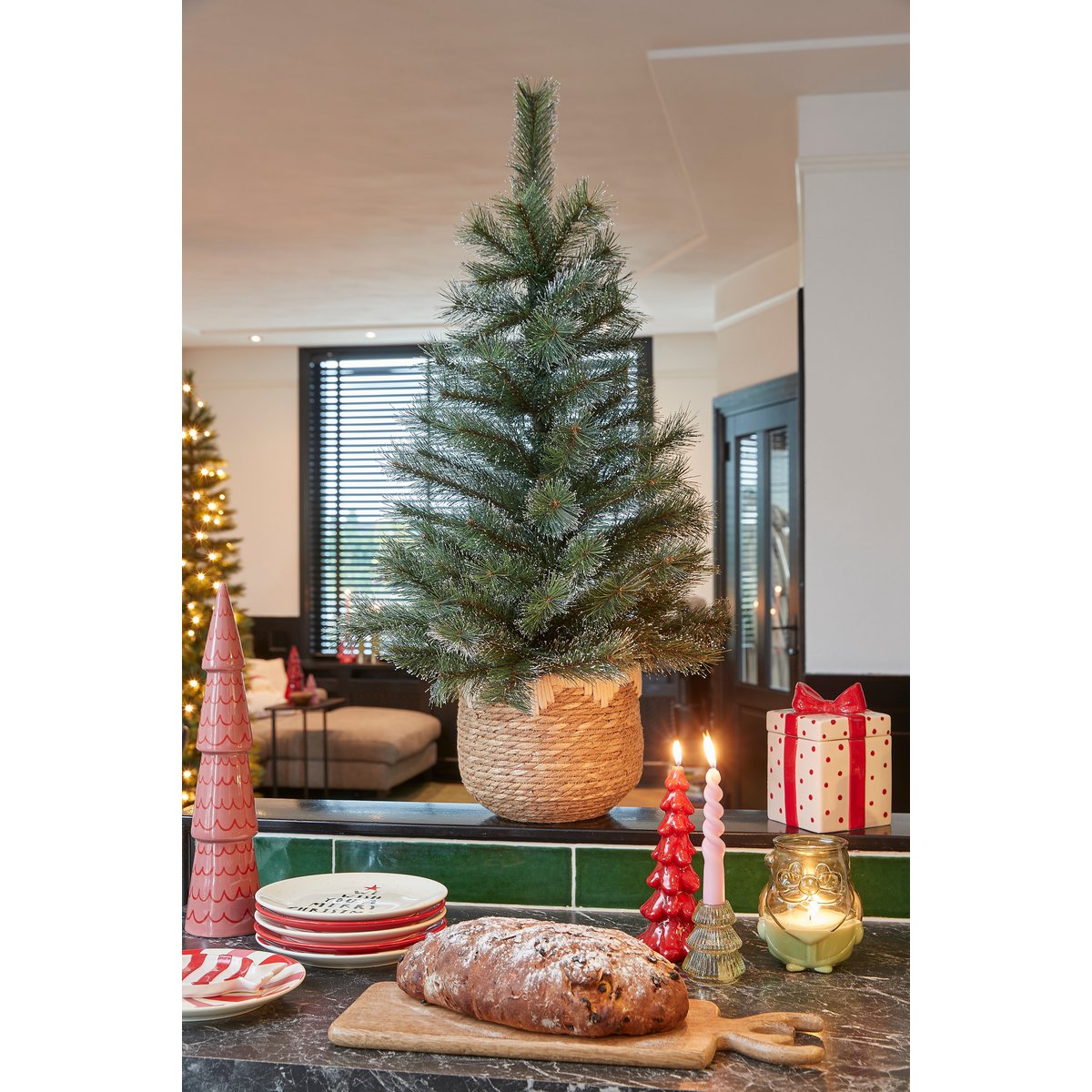 Glendon Künstlicher Weihnachtsbaum im Topf – H90 x Ø51 cm – Grün