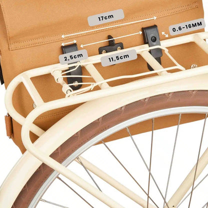 Weathergoods Sweden City Bike Satchel braun  – Ansicht Befestigung am Gepäckträger als Detailansicht - HOLE-X