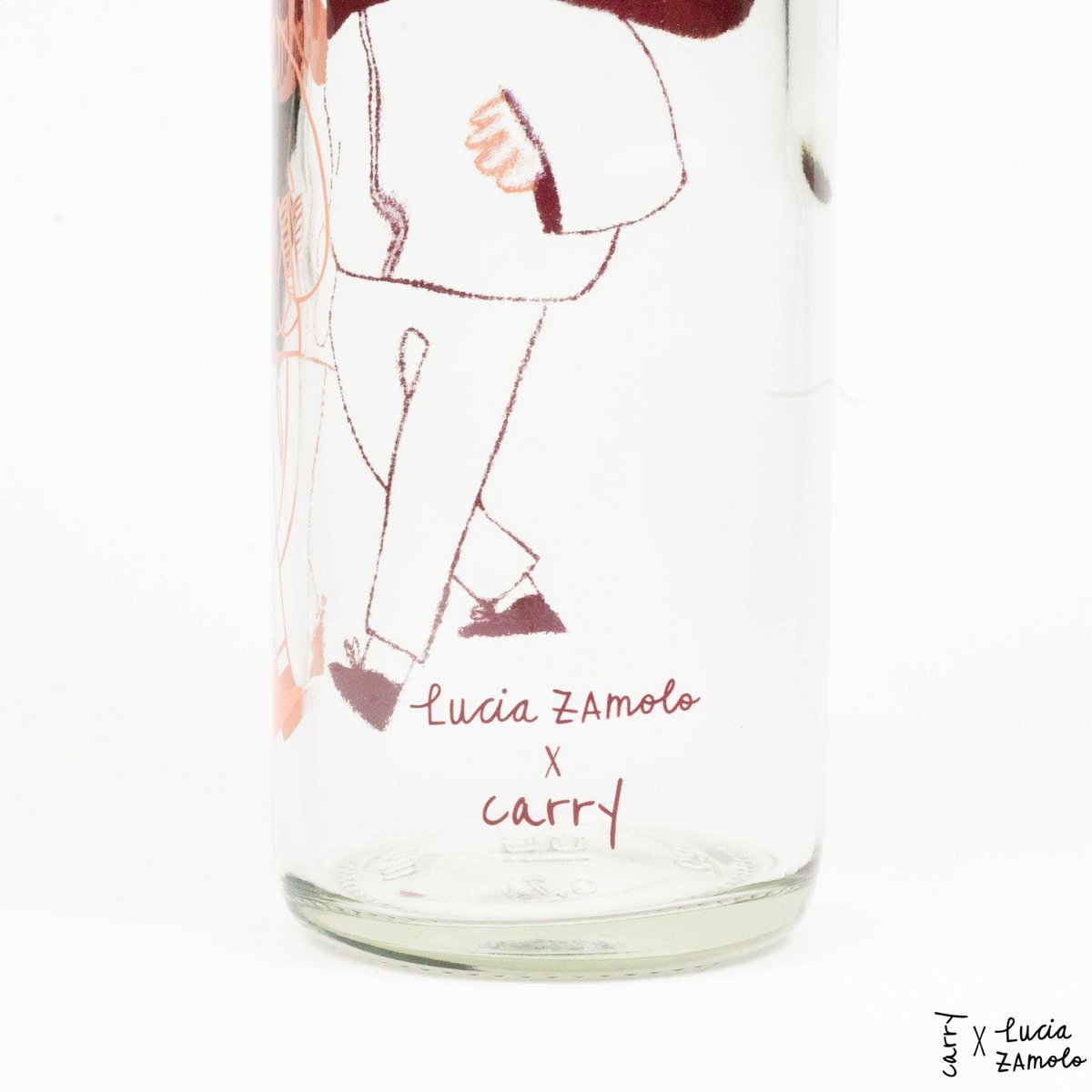 CARRY Bottle MORE AMORE RED 0,7 l Glasflasche- designed von der Künstlerin Lucia Zamolo