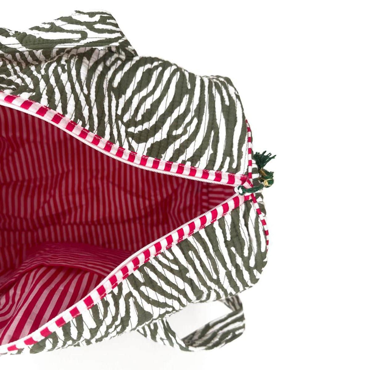 Handgemachte große Baumwolltasche "DESERT ZEBRA" deine einzigartige Sporttasche, Strandtasche, Wochenendtasche aus handbedruckter Baumwolle. - HOLE-X-WORLD