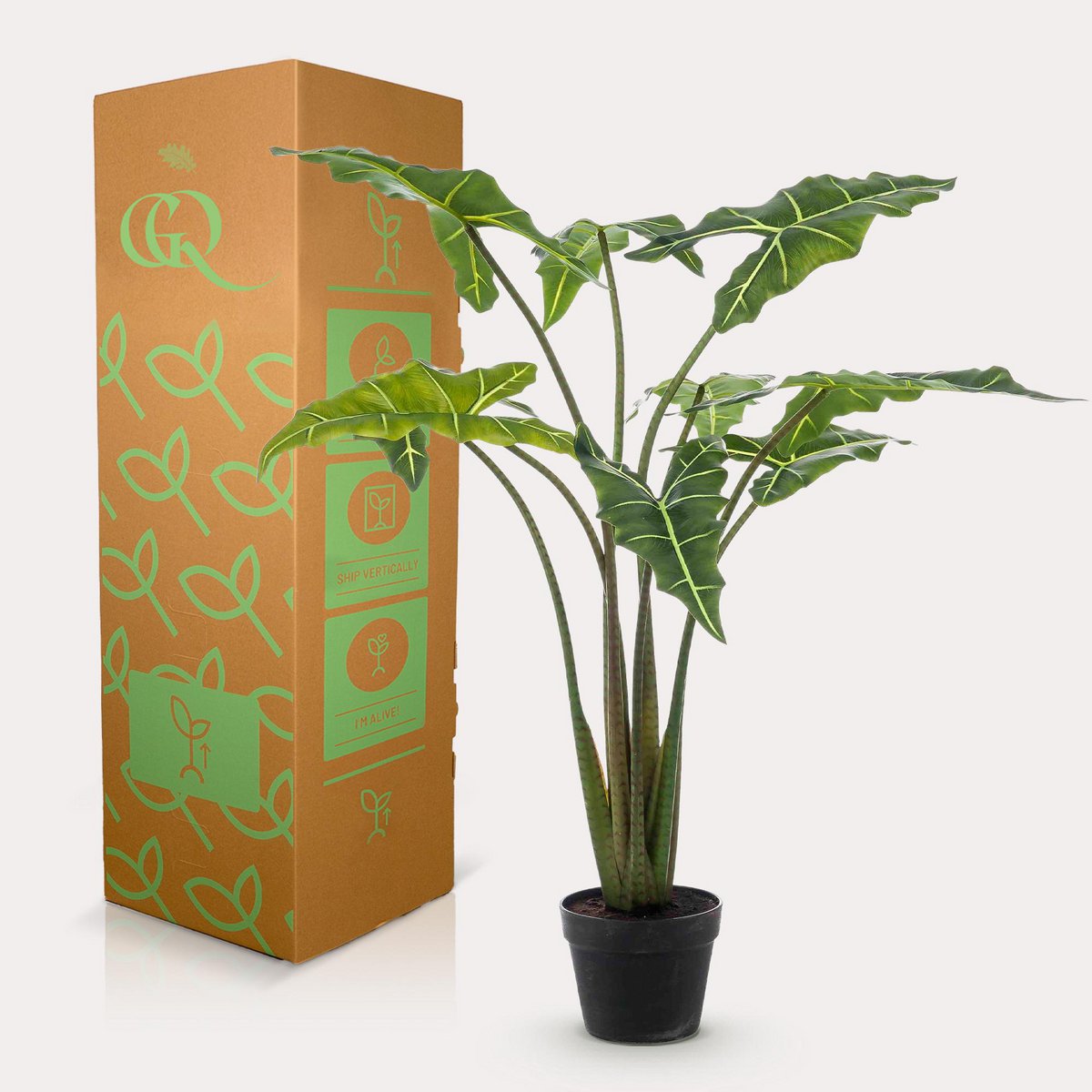 Künstliche Pflanze - Alocasia Frydek - Elefantenohr - 100 cm