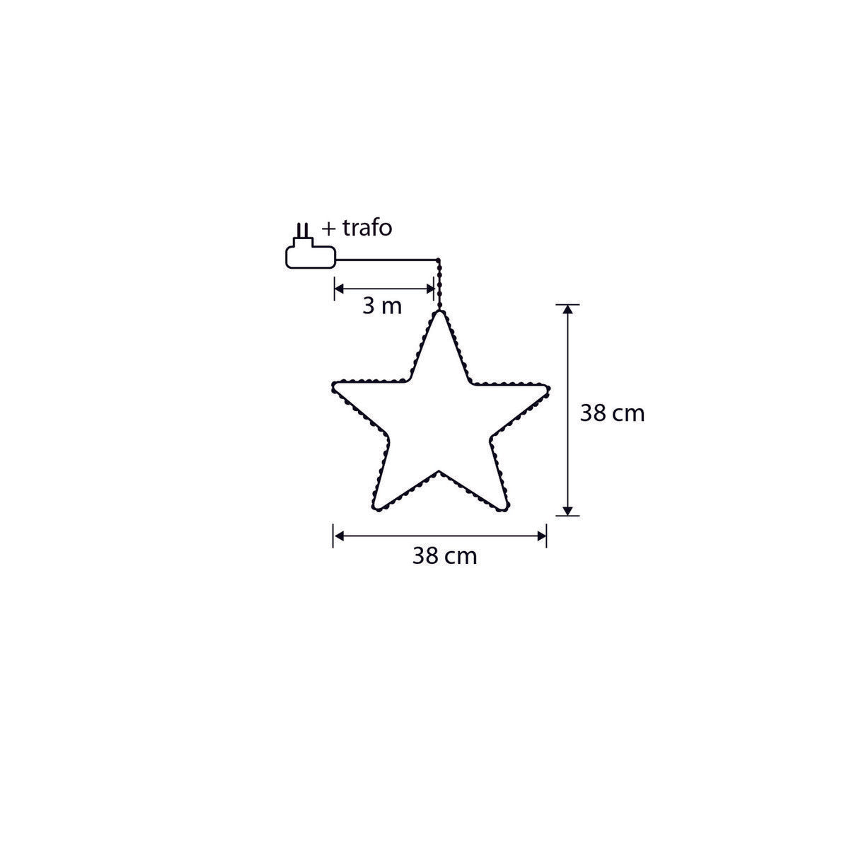 Sternaufhängung mit klassischer weißer LED-Beleuchtung – H108 x Ø38 cm – Weiß