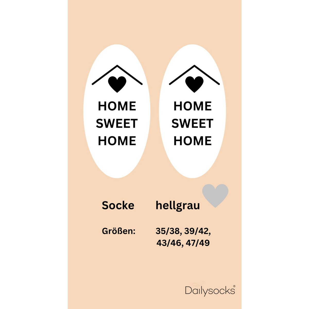 Stoppersocke Home Sweet Home - grau