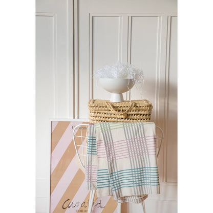 Ruth-Decke Lila, weiche Jacquard-Strick-Baumwolle - HOLE-X-WORLD