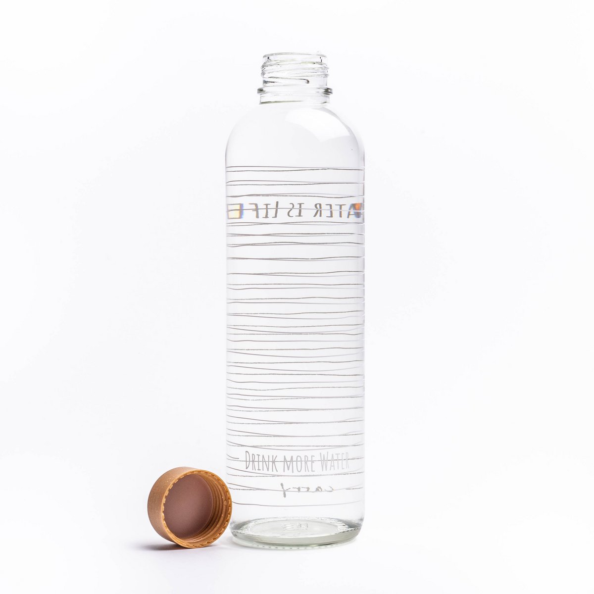 CARRY Bottle WATER IS LIFE 1,0 l Glasflasche - Trinkflasche Wasser ist Leben