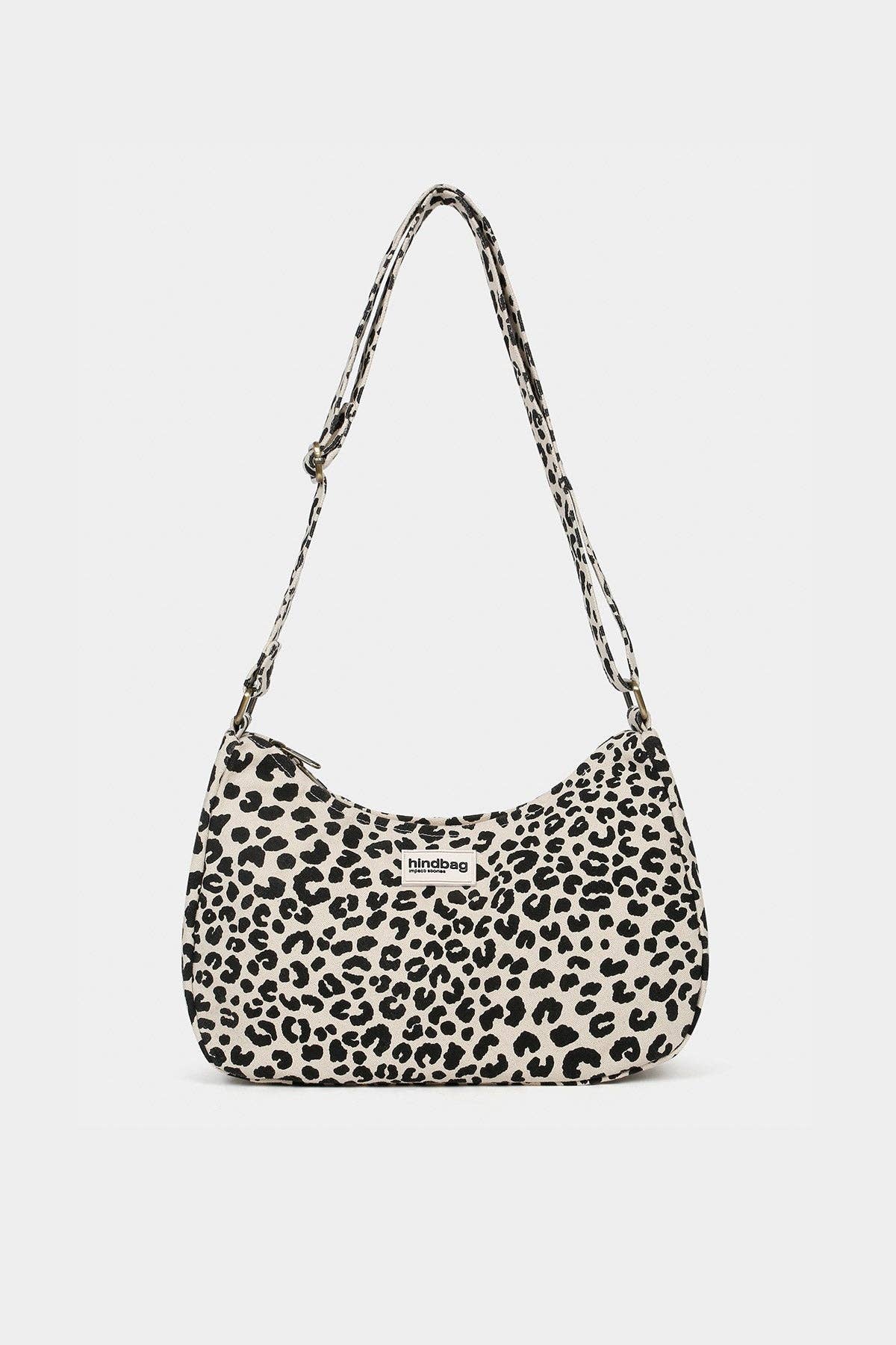 Leopardentasche Rosa in Ecru von hindbag - Vorderansicht