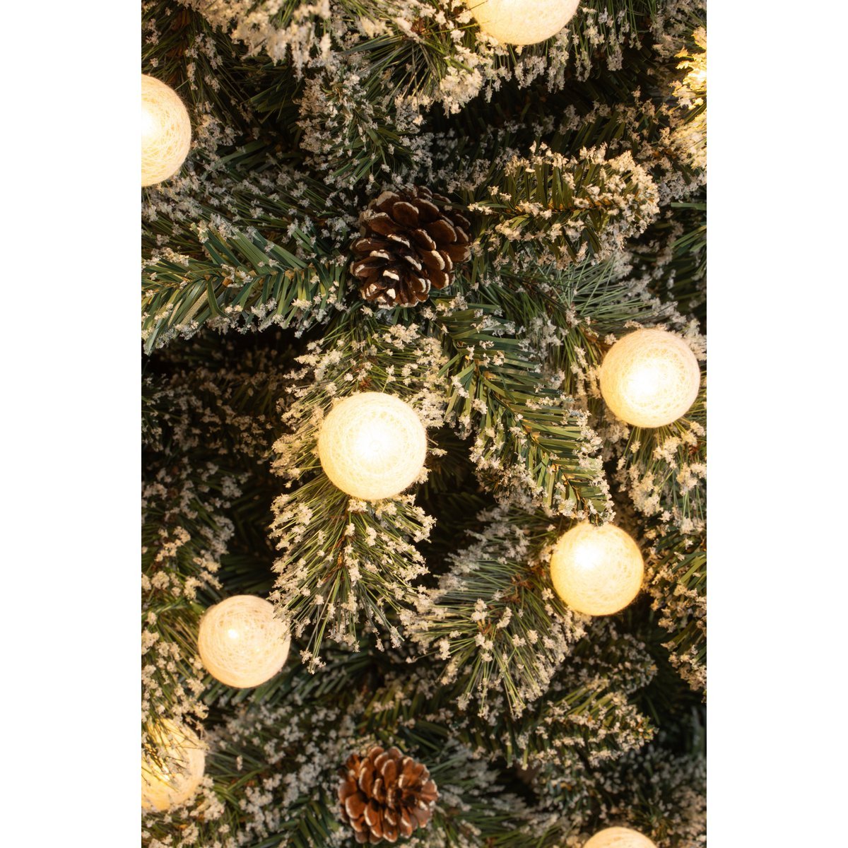 Kaprun Künstlicher Weihnachtsbaum aus Jute mit LED-Beleuchtung – H60 x Ø39 cm – Grün gefrostet, Rot - HOLE-X-WORLD