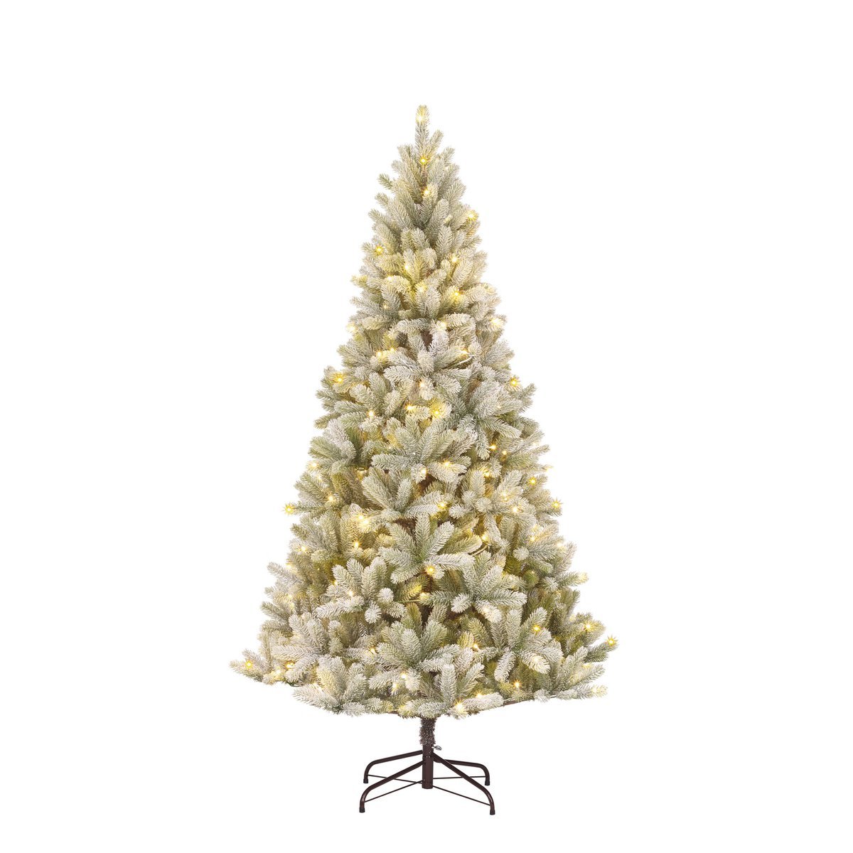 Künstlicher Nagoya-Weihnachtsbaum mit warmweißer LED-Beleuchtung – H210 x Ø115 cm – grün gefrostet - HOLE-X-WORLD