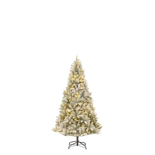 Nagoya Künstlicher Weihnachtsbaum mit warmweißer LED-Beleuchtung – H120 x Ø79 cm – Grün gefrostet - HOLE-X-WORLD