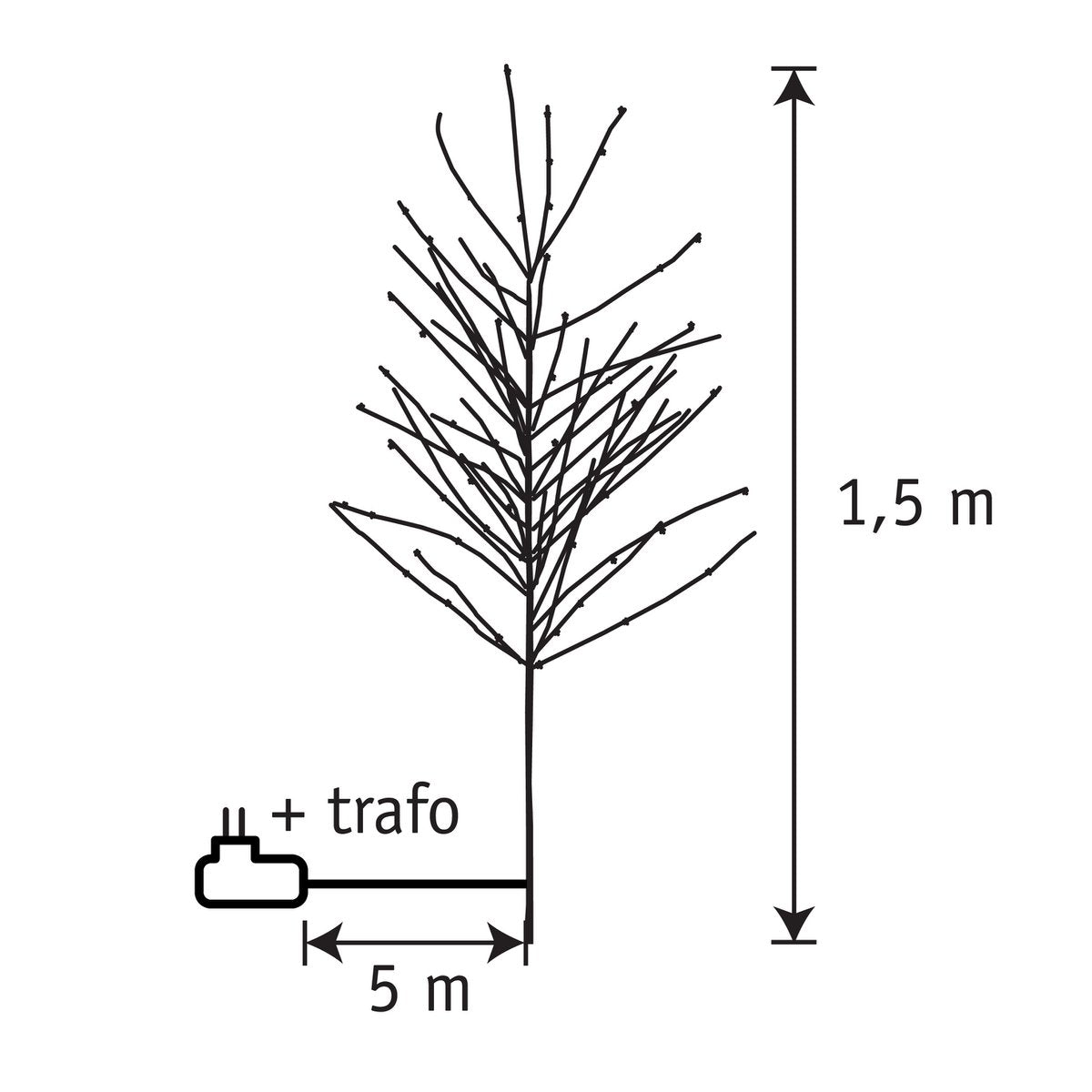 Baum mit warmweißer LED-Beleuchtung – H150 x Ø15 cm – Schwarz