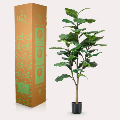 Künstliche Pflanze - Ficus Lyrata - Tabakpflanze - 125 cm - HOLE-X-WORLD
