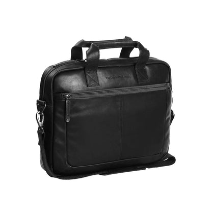 The Chesterfield Brand Laptoptasche Calvi – Frontansicht, schwarzes Wax Pull Up Leder