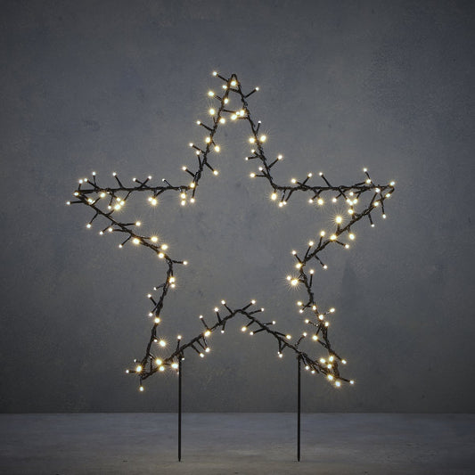 Garden d'Light Star Gartenstecker mit klassischer weißer LED-Beleuchtung – L60 x H73 cm – Schwarz