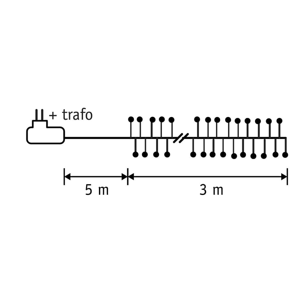 Drahtbeleuchtungscluster mit 480 klassischen weißen LED-Lichtern – L300 cm – Schwarz - HOLE-X-WORLD