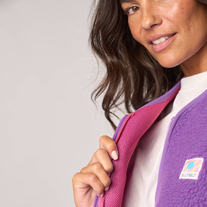 Ärmellose Damen-Sherpa-Weste mit Reißverschluss - Violett