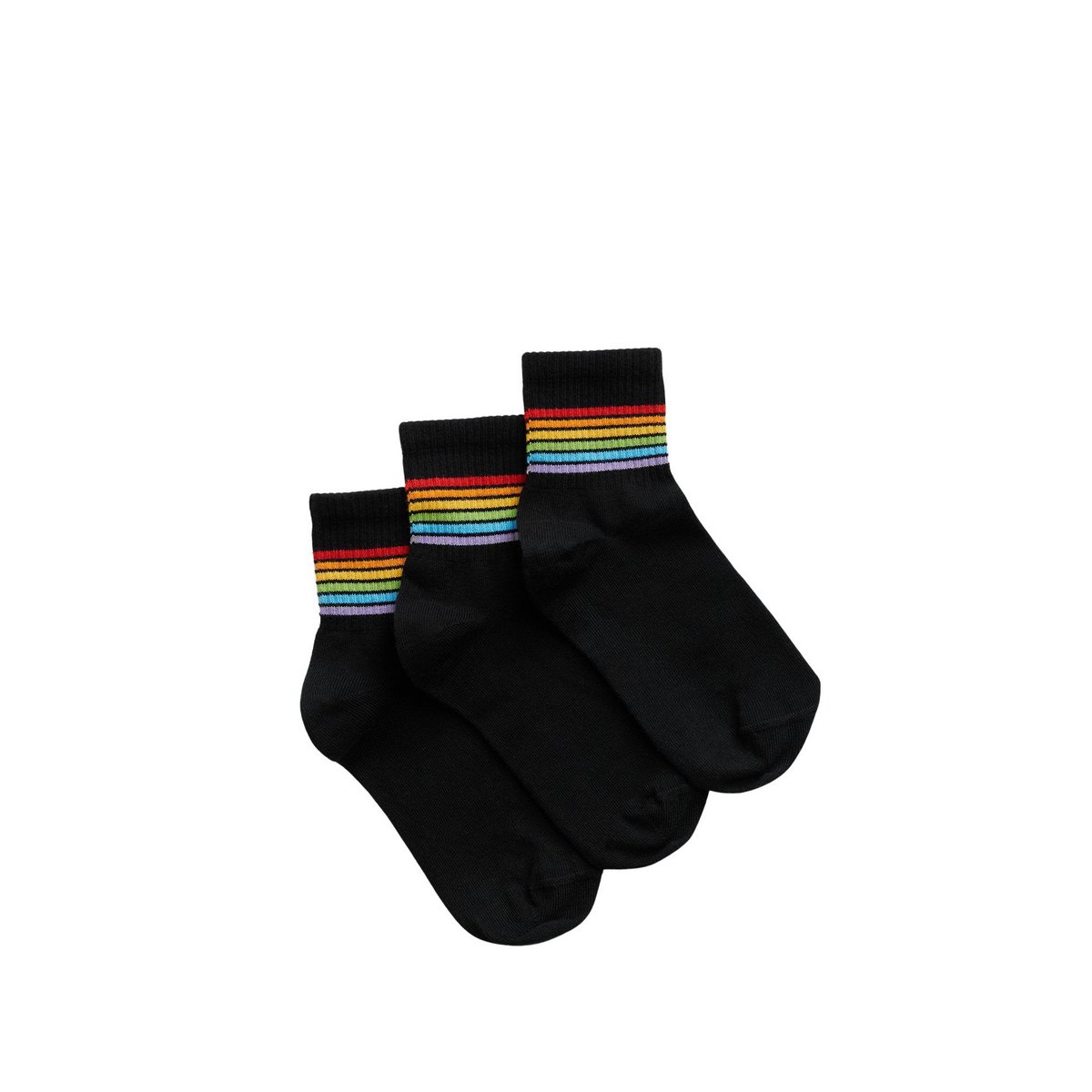 3 Paar Bio Sneaker Socken Stripes, Schwarz - Kurze Socken - Cooles Design!