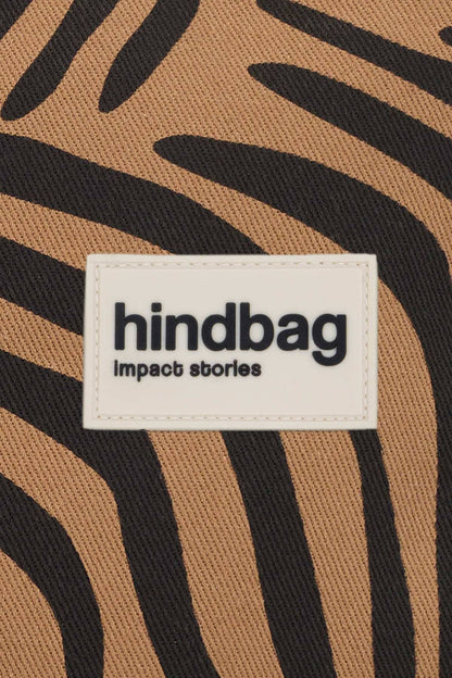 Ema Beutel von Hindbag im Zimt-Zebra-Print – Reißverschlusstäschchen aus GOTS Bio-Baumwolle, handgefertigtes Innenfutter