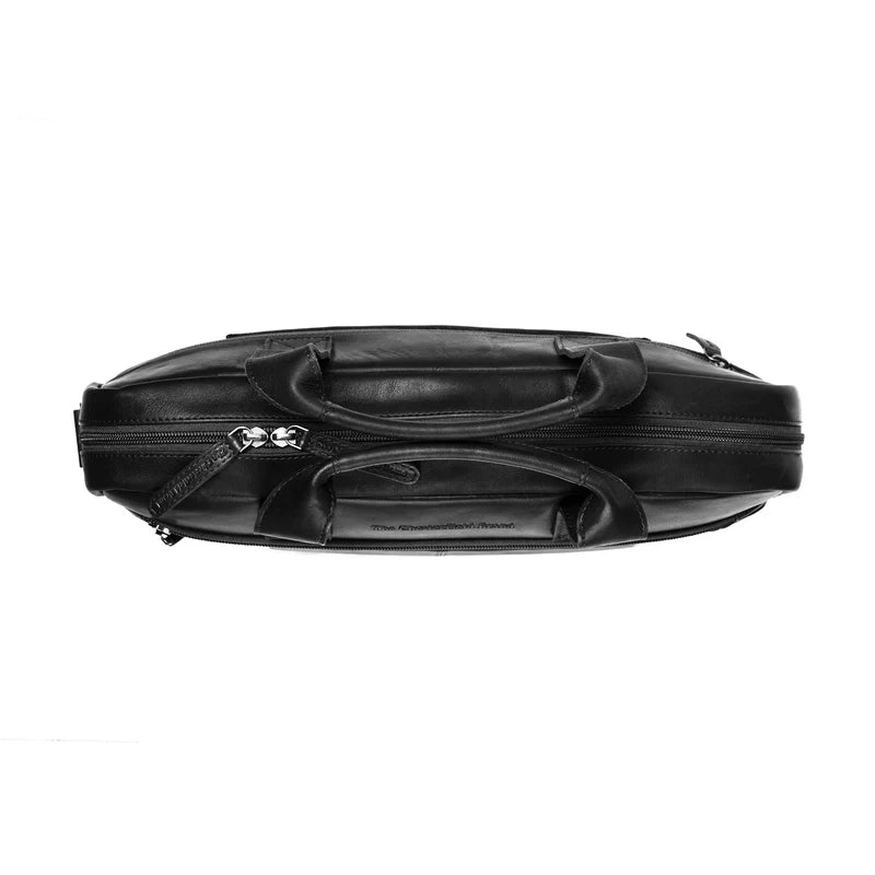 The Chesterfield Brand Laptoptasche Calvi – Blick von oben geschlossene Tasche, schwarz Wax Pull Up Leder
