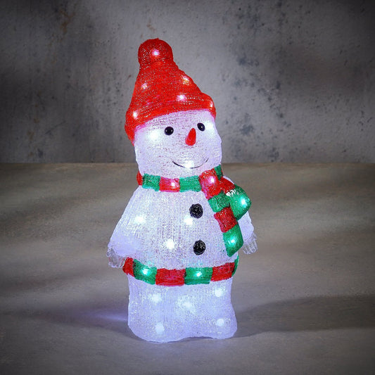 Weihnachtsbeleuchtung für den Außenbereich, Schneemann – L20 x B15 x H35 cm – mehrfarbig - HOLE-X-WORLD