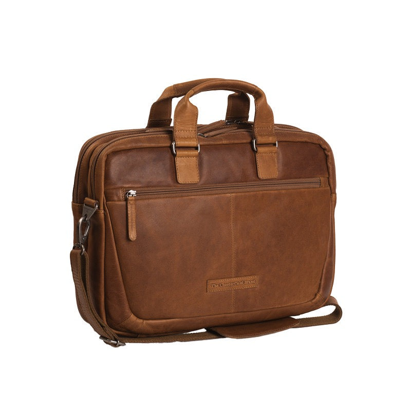 Laptoptasche Seth Cognac – Frontansicht Wax Pull Up Leder | The Chesterfield Brand