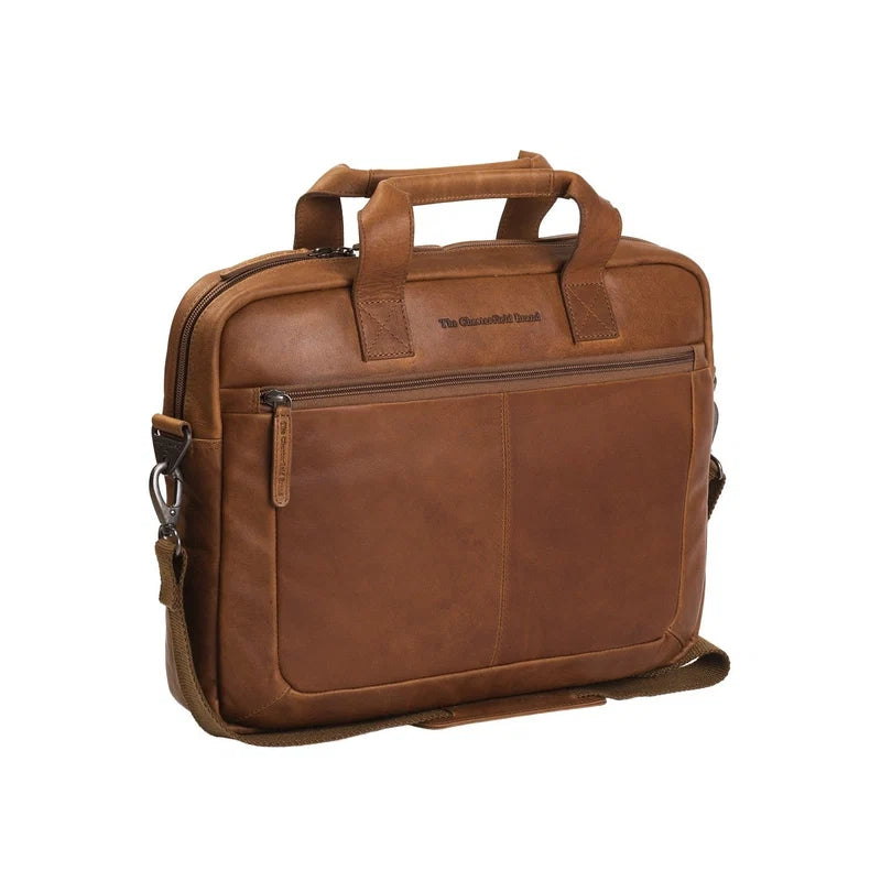 The Chesterfield Brand Laptoptasche Calvi – Frontansicht, cognac Wax Pull Up Leder