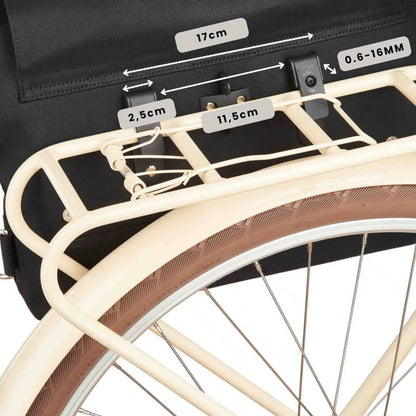 Weathergoods Sweden City Bike Satchel schwarz – Details Aufhängung Gepäckträger - HOLE-X