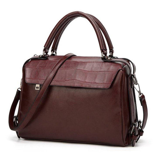 AnBeck Damen elegante PU Leder Umhängetasche / Henkeltasche - weinrot oder braun - zeitlos und klassisch! - HOLE-X-WORLD