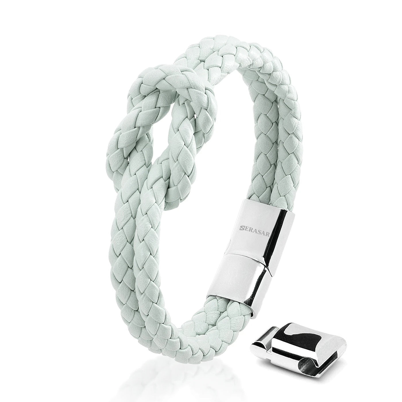 Armband "Knot" - Echtes Rindsleder, polierter Edelstahl (rostfrei) und ein starker Magnet-Verschluss - ROSA
