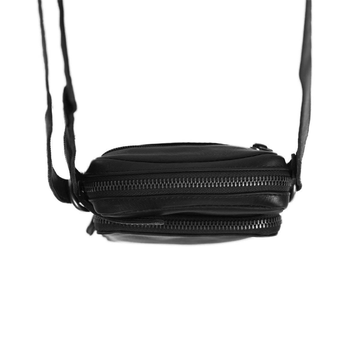 Leder Handytasche Schwarz Hamilton - Ansichtgeschlossen  von oben