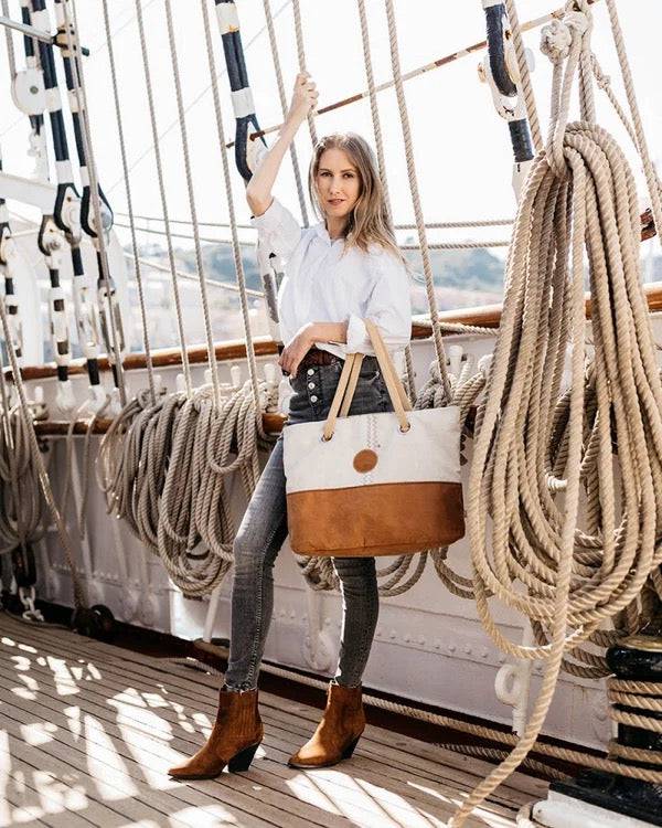 727 Sailbags Handtasche Belem Tasche Leder * recycelte Segel * Null Abfall Ziel