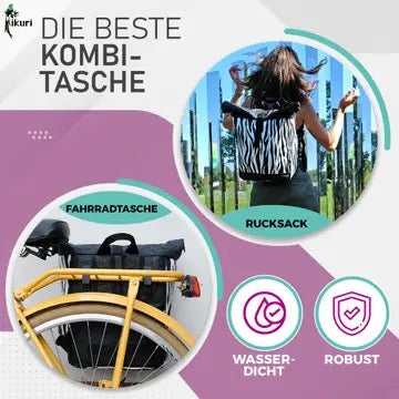 Kombi Fahrradtasche/Rucksack Zebra