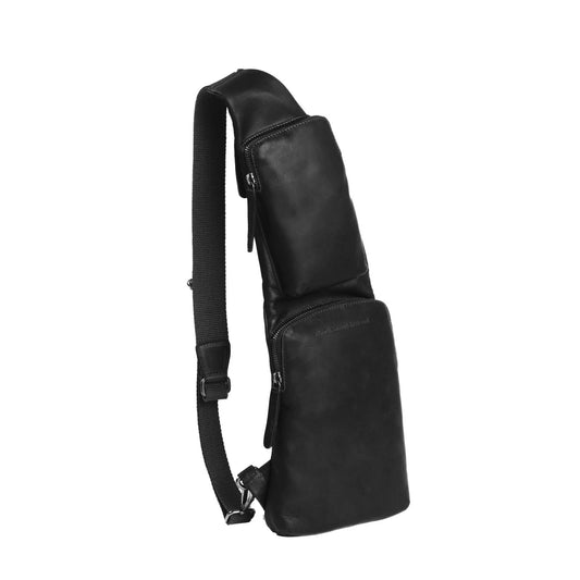 Leder Crossbody Logan Schwarz – The Chesterfield Brand | Frontansicht schräg freistehend
