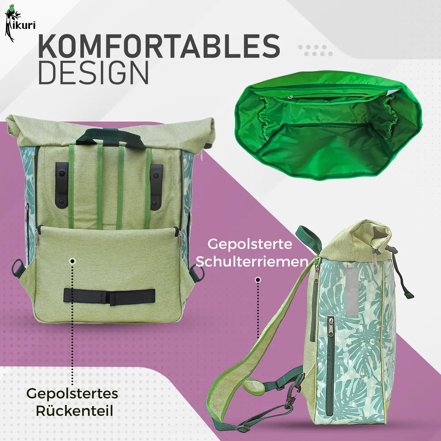 ikuri fahrradtasche Kombi Fahrradtasche/Rucksack Monstera – HOLE-X