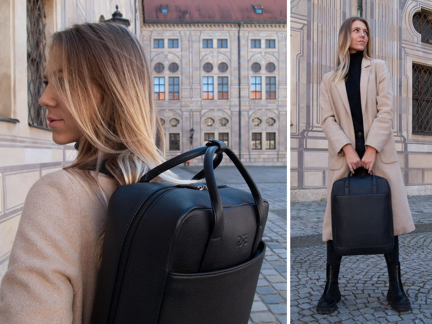 Rucksack VEGA Midnight Black aus feinstem vollnarbigem Nappaleder von PURE Leder-Studio München