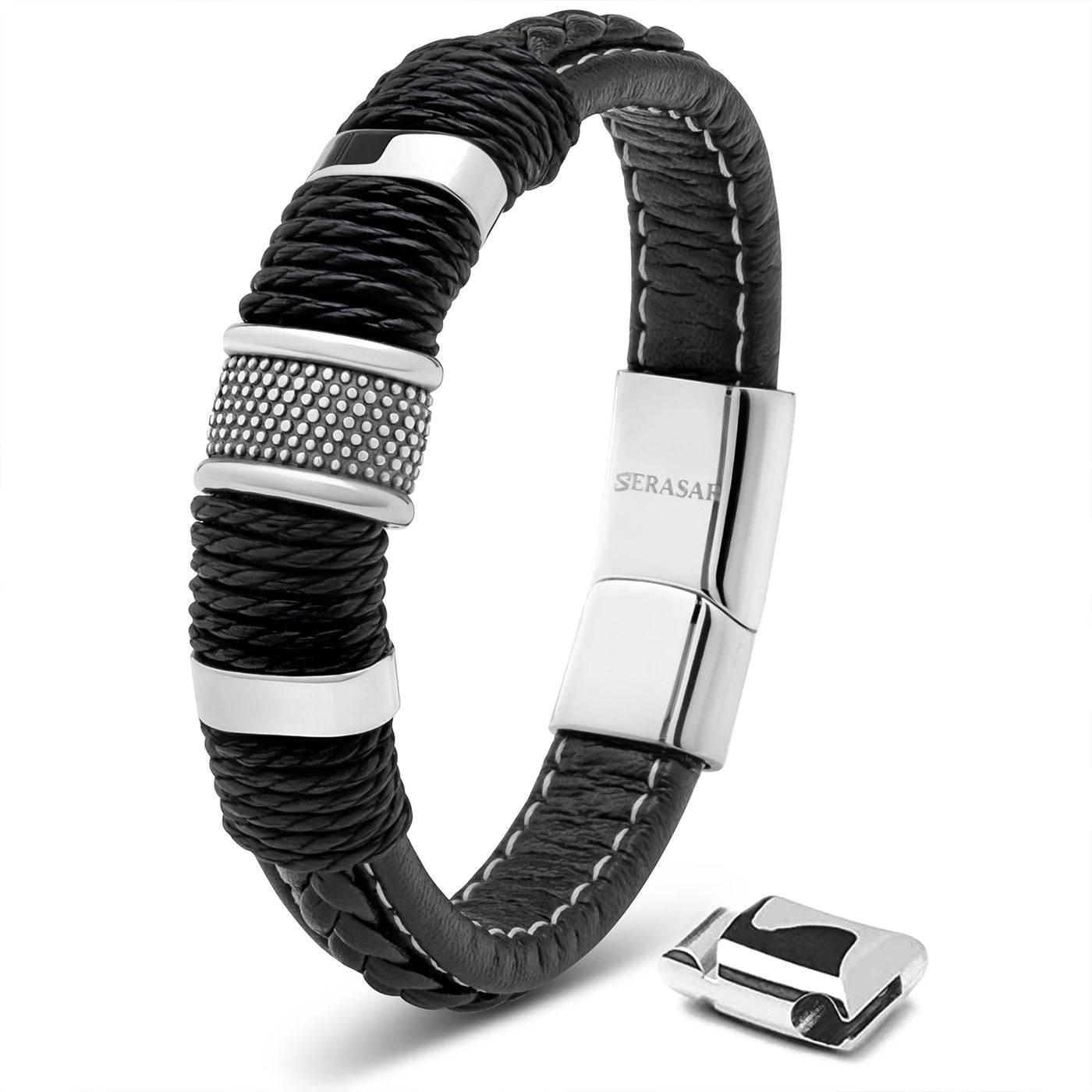 Lederarmband „Ring“ - entdecke das ideale Accessoire um Dein Outfit abzurunden - SILBER