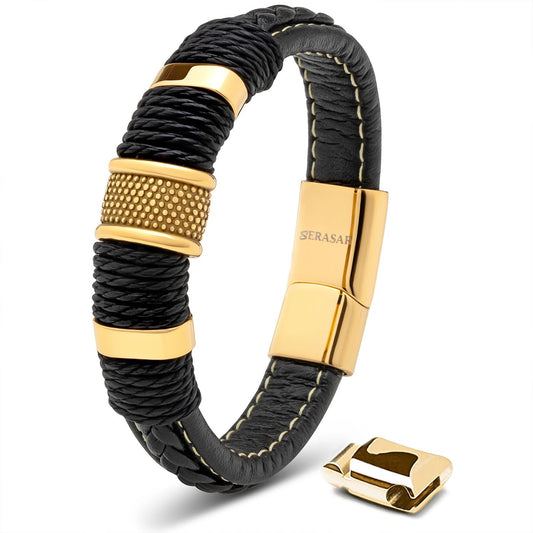 Lederarmband „Ring“ - entdecke das ideale Accessoire um Dein Outfit abzurunden - GOLD