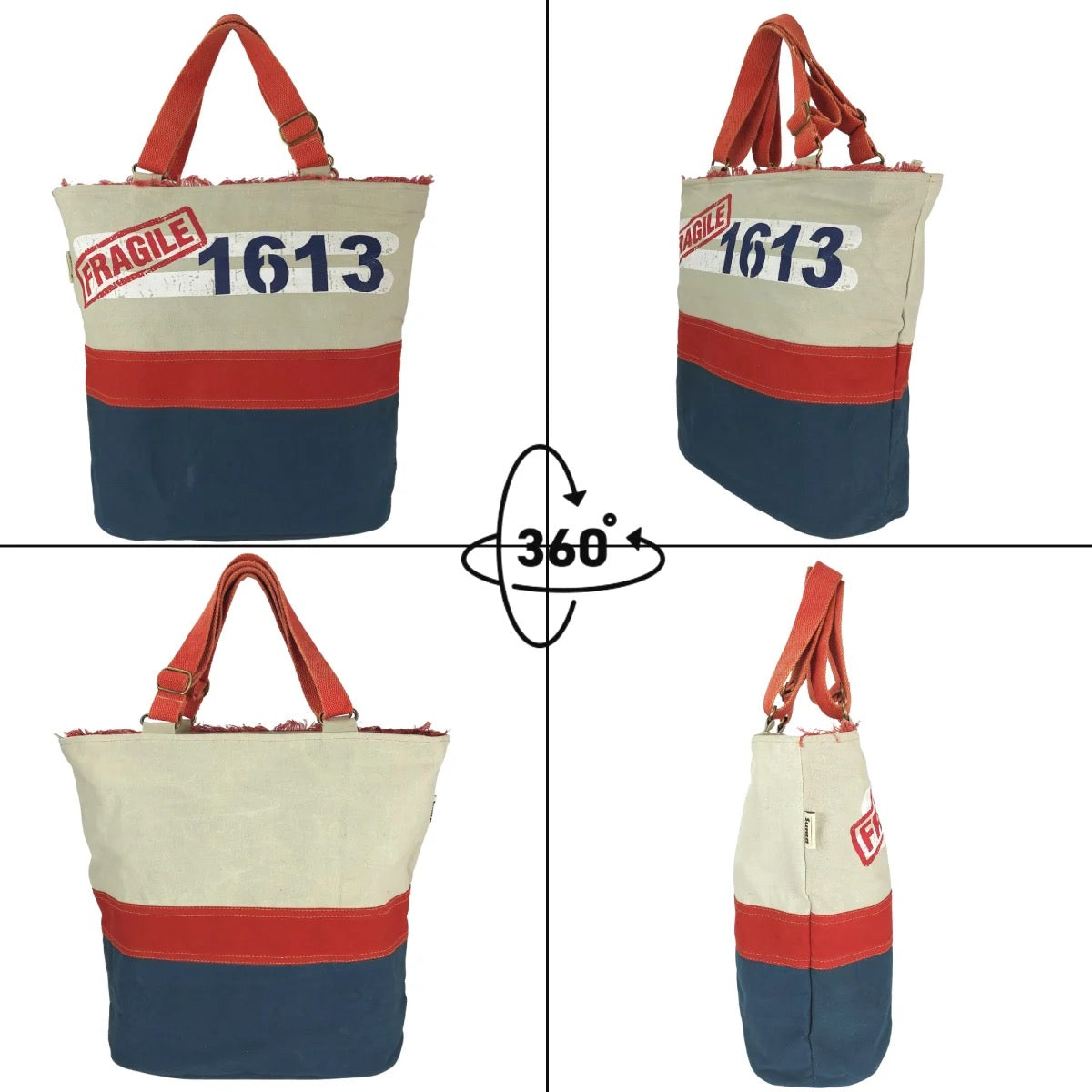 Sunsa XXL Vegane Tasche, Vintage Badetasche. Canvas Shopper beige