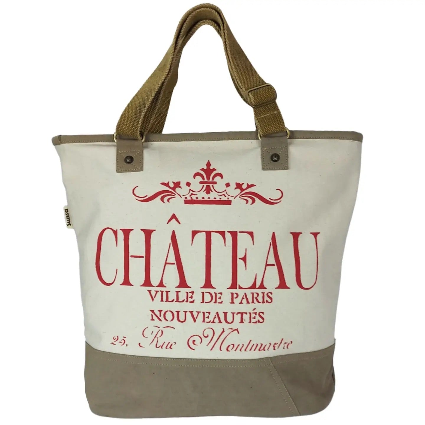 Sunsa XXL Vegane Tasche, Vintage Badetasche. Canvas Shopper beige, Chateau