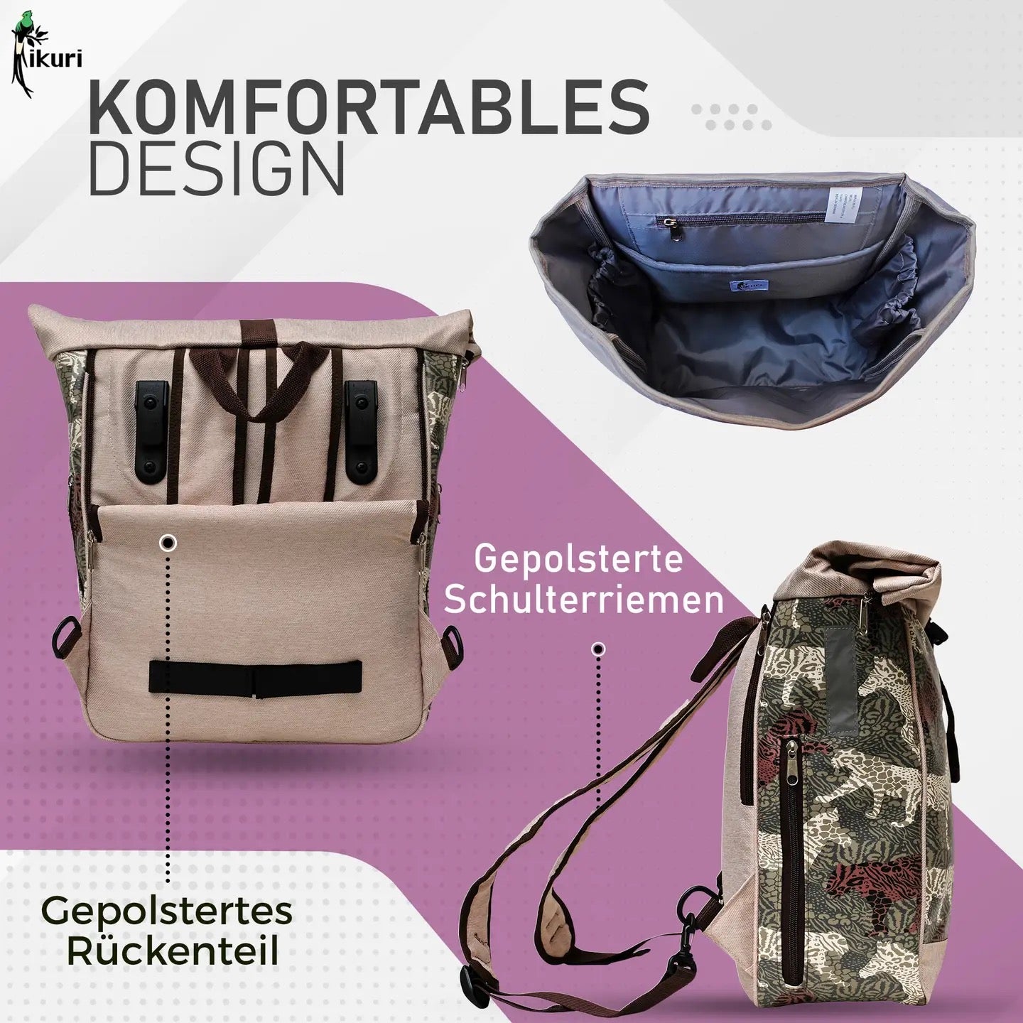 Kombi Fahrradtasche/Rucksack Animals