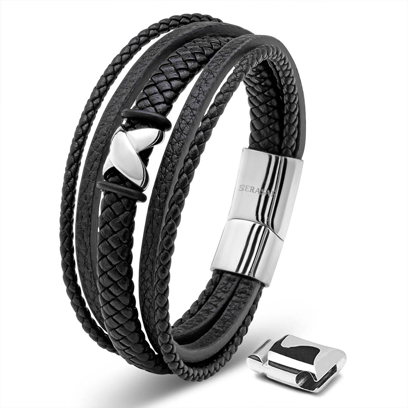 Lederarmband "Flake" - entdecke das ideale Accesssoire um Dein Outfit abzurunden - SILBER - HOLE-X-WORLD