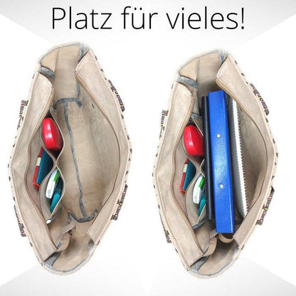 Sunsa Damen Handtasche. Brauner Shopper im Vintage Stil. Schultertasche aus Canvas. Große Vegane Tasche - HOLE-X-WORLD