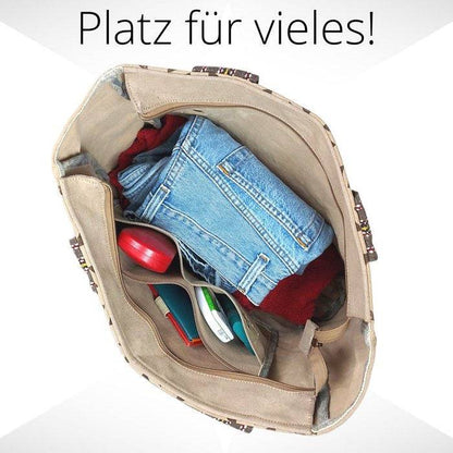 Sunsa Damen Handtasche. Brauner Shopper im Vintage Stil. Schultertasche aus Canvas. Große Vegane Tasche - HOLE-X-WORLD