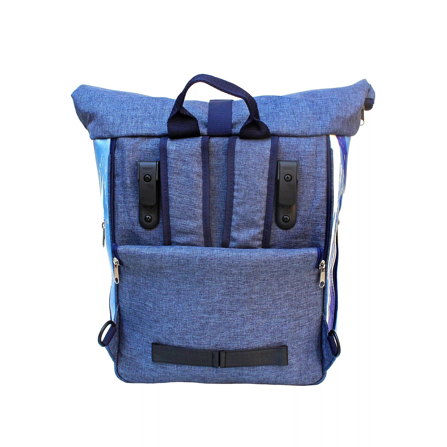 IKURI Fahrradtasche / Rucksack KOMBI aus Wachstuch - Gepäcktasche Unisex Wasserdicht Bike Design Indigo