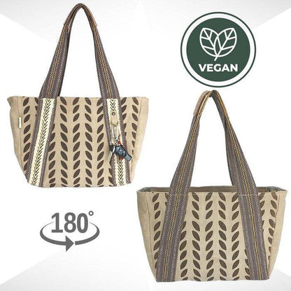 Sunsa Damen Handtasche. Brauner Shopper im Vintage Stil. Schultertasche aus Canvas. Große Vegane Tasche - HOLE-X-WORLD