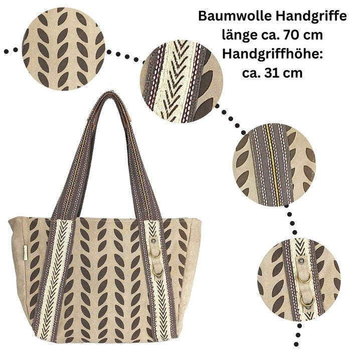 Sunsa Damen Handtasche. Brauner Shopper im Vintage Stil. Schultertasche aus Canvas. Große Vegane Tasche