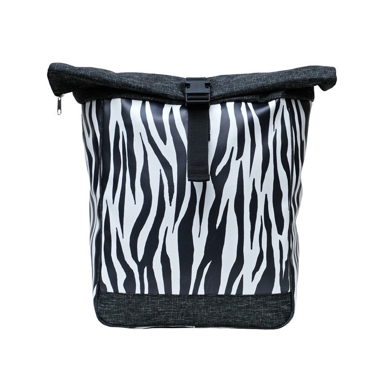 IKURI Kombi Fahrradtasche Rucksack Zebra – wasserdicht, 13–21 l, Klickfix, handgefertigt